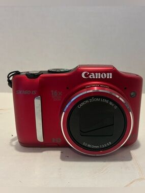 Canon Red Compact Point-and-Shoot Camera with 16x Zoom